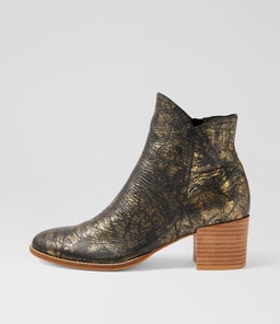 MOCKAS BLACK&GOLD METAL LEATHER