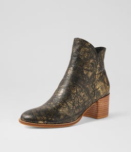 MOCKAS BLACK&GOLD METAL LEATHER