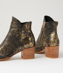 MOCKAS BLACK&GOLD METAL LEATHER