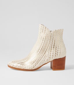 MOCKAS ALMOND METALLIC CUT LEATHER
