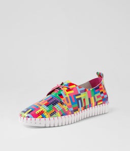 HUSTON PINK STRIPE MULTI PATENT LEATHER