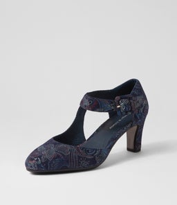 TRINITIES NAVY REGAL PRINT SUEDE