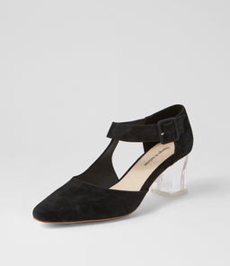 HAPPIE DJ BLACK CLEAR HEEL SUEDE