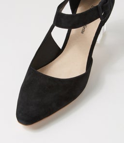 HAPPIE DJ BLACK CLEAR HEEL SUEDE