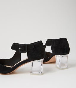 HAPPIE DJ BLACK CLEAR HEEL SUEDE