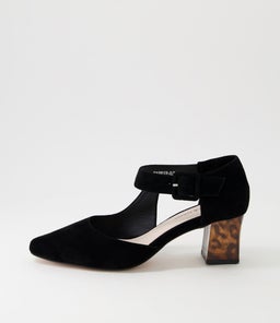 HAPPIE DJ BLACK LEOPARD HEEL SUEDE