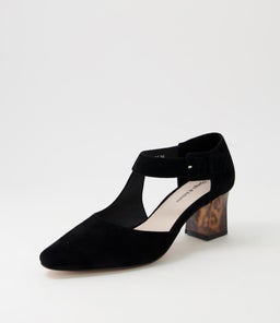 HAPPIE DJ BLACK LEOPARD HEEL SUEDE