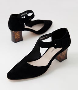 HAPPIE DJ BLACK LEOPARD HEEL SUEDE