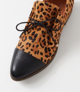 KOTTY DJ BLACK TAN LEOPARD LEATHER PONY