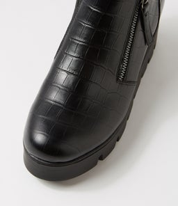 RADIO DJ BLACK BLACK&BLACK SOLE CROC LEATHER