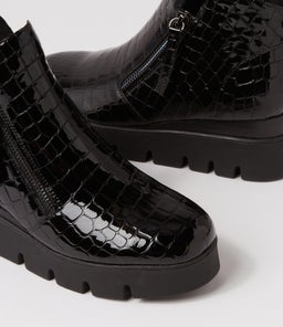 RADIO DJ BLACK BLACK&BLACK SOLE PATENT CROC