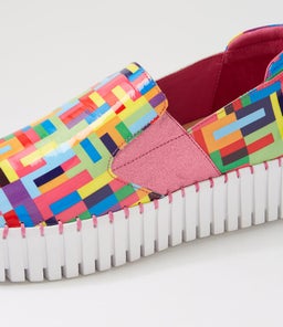 BECCA DJ PINK STRIPE MULTI PATENT LEATHER