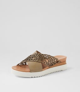AUDRA DJ KHAKI WHITE SOLE LEATHER