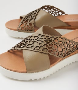 AUDRA DJ KHAKI WHITE SOLE LEATHER