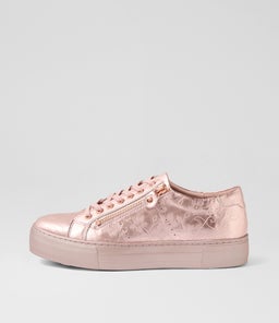 FROGGY DJ ROSE GOLD FLOWER EMBOSSED LEATHER