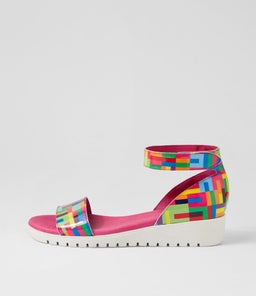 MAKALLY DJ PINK STRIPE MULTI PATENT LEATHER