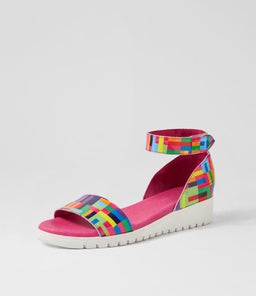 MAKALLY DJ PINK STRIPE MULTI PATENT LEATHER