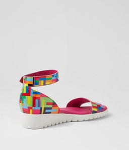 MAKALLY DJ PINK STRIPE MULTI PATENT LEATHER