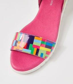 MAKALLY DJ PINK STRIPE MULTI PATENT LEATHER