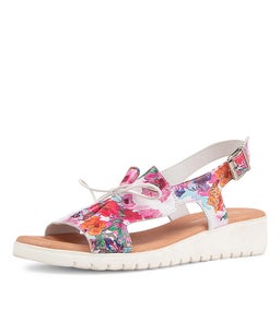 MALIKA DJ POPPY PRINT WHITE SOLE LEATHER
