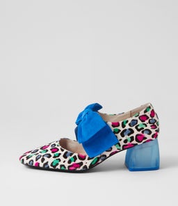 MISHA DJ COBALT LEOPARD COBALT PONY SUEDE