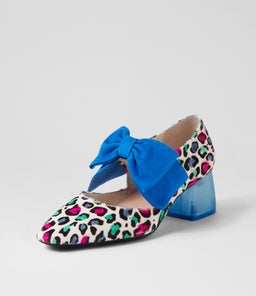 MISHA DJ COBALT LEOPARD COBALT PONY SUEDE