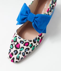 MISHA DJ COBALT LEOPARD COBALT PONY SUEDE