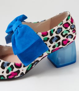 MISHA DJ COBALT LEOPARD COBALT PONY SUEDE