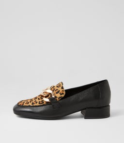 VIVANDY DJ BLACK TAN LEOPARD LEATHER PONY