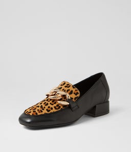VIVANDY DJ BLACK TAN LEOPARD LEATHER PONY