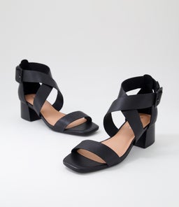 FABIENNE DJ BLACK BLACK HEEL LEATHER