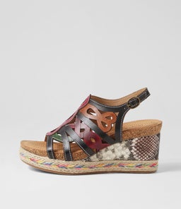 SALONI DJ NAVY FUCHSIA MULTI LEATHER