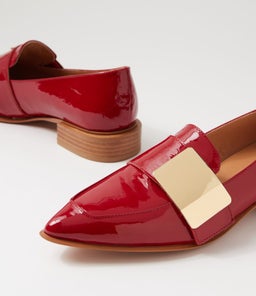 ERING DJ DK RED GOLD PATENT LEATHER
