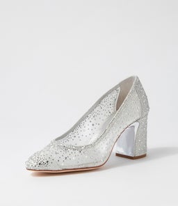 KENEDI DJ SILVER OFF WHITE SHIMMER LEATHER MESH