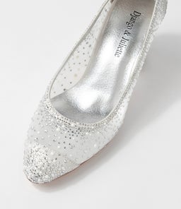KENEDI DJ SILVER OFF WHITE SHIMMER LEATHER MESH
