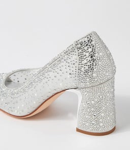 KENEDI DJ SILVER OFF WHITE SHIMMER LEATHER MESH