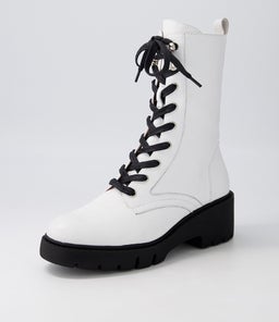 USTERN DJ WHITE BLACK SOLE LEATHER