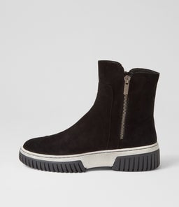 YELIZA DJ BLACK WHITE&BLK SUEDE SOLE