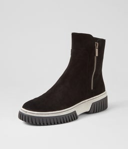 YELIZA DJ BLACK WHITE&BLK SUEDE SOLE