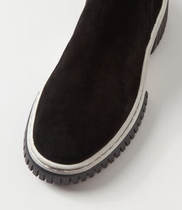 YELIZA DJ BLACK WHITE&BLK SUEDE SOLE