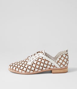 ALLOSIER DJ WHITE TAN LEATHER