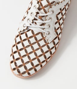 ALLOSIER DJ WHITE TAN LEATHER