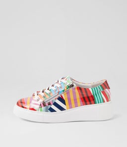YANJI DJ WHITE STRIPE MULTI PATENT LEATHER