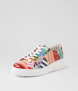 YANJI DJ WHITE STRIPE MULTI PATENT LEATHER