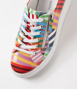 YANJI DJ WHITE STRIPE MULTI PATENT LEATHER