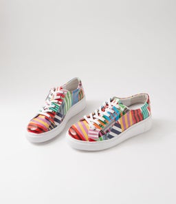 YANJI DJ WHITE STRIPE MULTI PATENT LEATHER