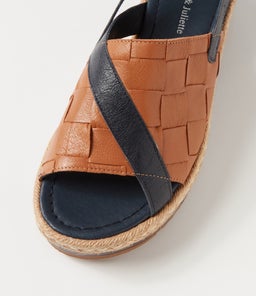 AMES DJL NAVY DK TAN LEATHER