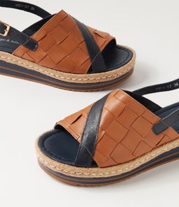 AMES DJL NAVY DK TAN LEATHER
