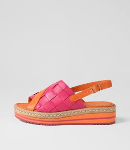 AMES DJL BRIGHT ORANGE FUCHSIA LEATHER