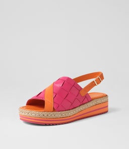 AMES DJL BRIGHT ORANGE FUCHSIA LEATHER